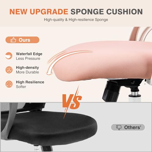 Ergonomic High-Back Mesh Rolling Desk Chair with Adjustable Headrest, Pink S9181