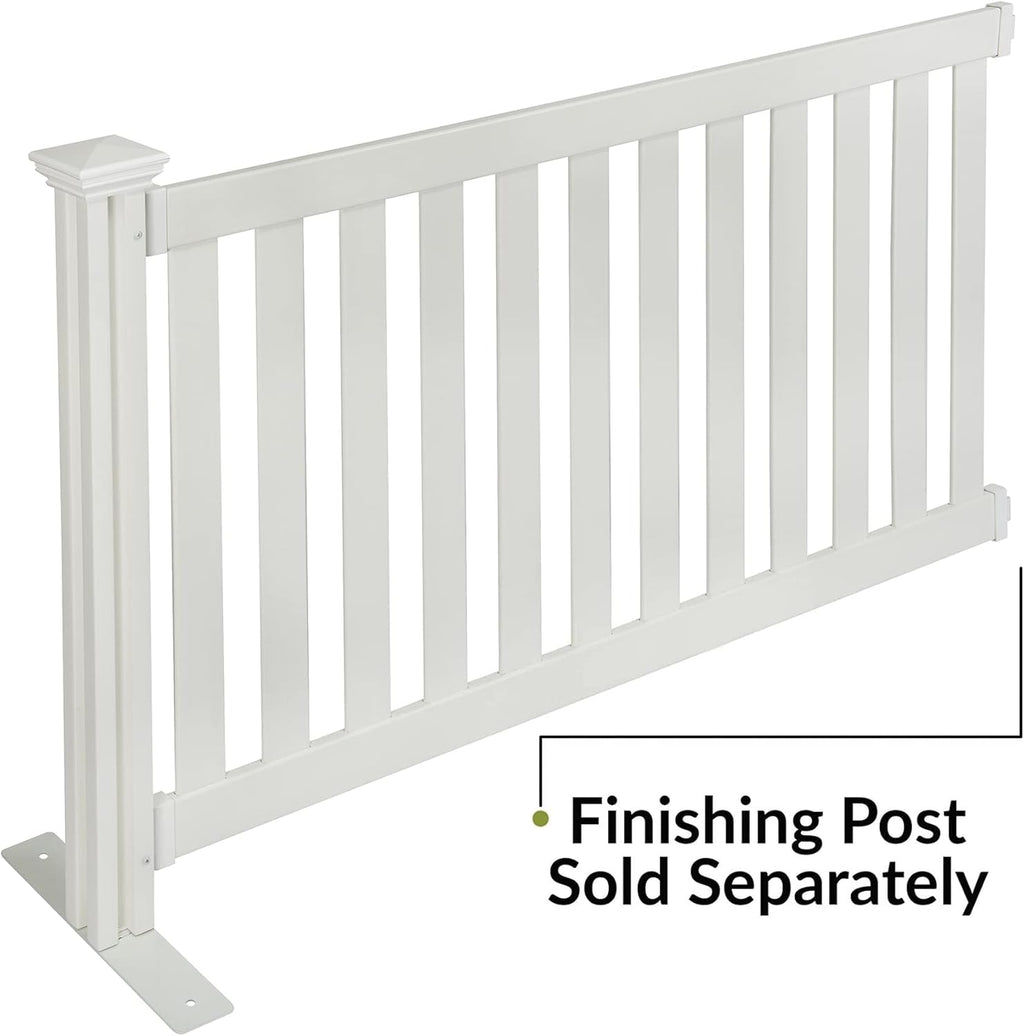 Portable Vinyl Fence Kit with No-Dig White Picket Panel W644224