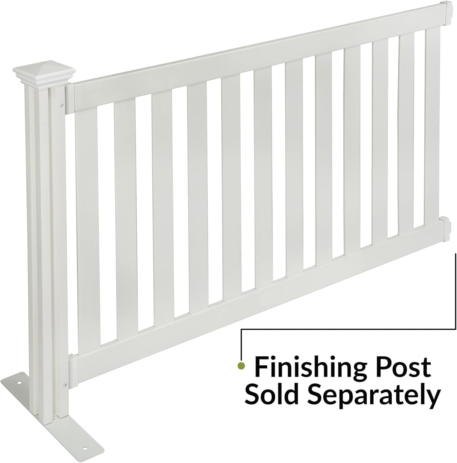 Portable Vinyl Fence Kit with No-Dig White Picket Panel W644224