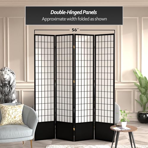 7 ft. Tall Window Pane Shoji Screen Room Divider, 3 Panels, White S15216