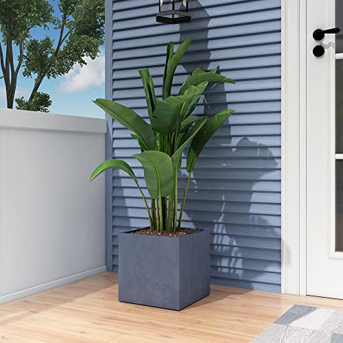 10 Inch Square Concrete Planter with Drainage Hole for Indoor Outdoor Patio Garden P69102
