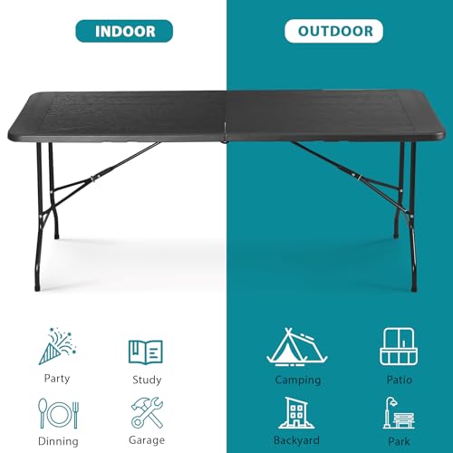 Portable 4 Foot Plastic Folding Table, Indoor Outdoor Heavy Duty, White Y15191