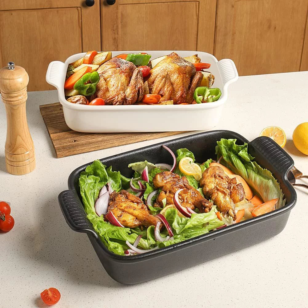 Porcelain Baking Dish, Rectangular Lasagna Pan, 13x9.6 inch, Black U759987