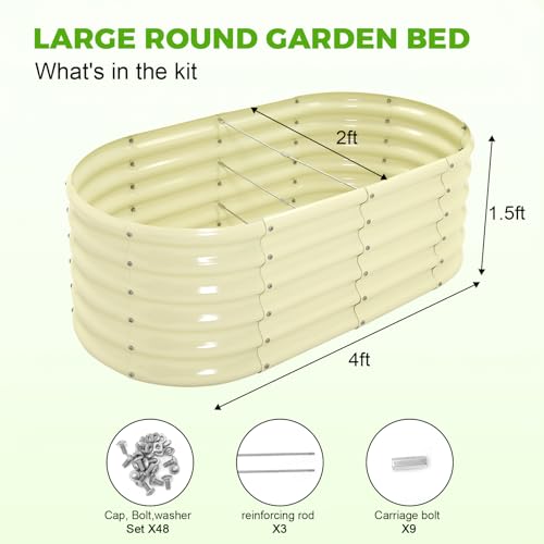 Galvanized Raised Garden Bed Kit 4x2x1.5ft Oval Metal Planter Box for Vegetables Outdoor V57489
