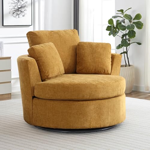 Round Swivel Barrel Chair with Ottoman for Living Room Bedroom G375183
