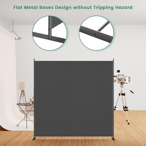 8-Panel 6 ft Tall Indoor Folding Room Divider, Portable Privacy Screen, Freestanding Partition, Dark Grey G253901