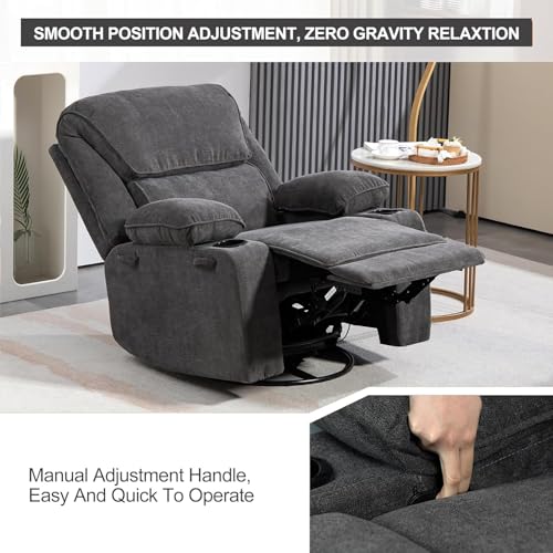 Massage Recliner Chair with Heat, Swivel Rocking, Cup Holders L468