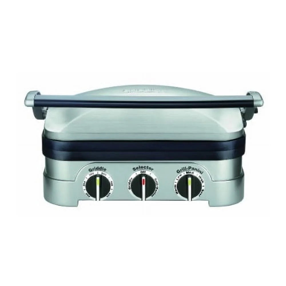Stainless Steel 5-in-1 Griddler with Grill Brush and Tongs R167547