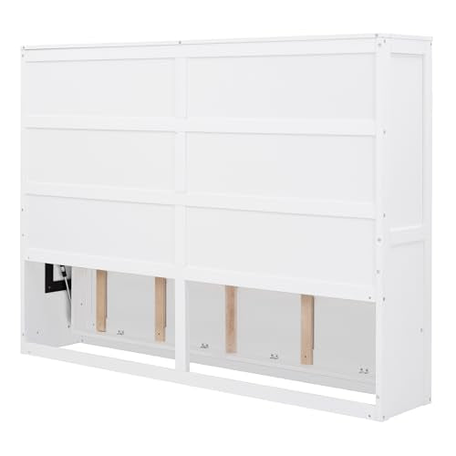 Modern Farmhouse Solid Wood Murphy Cabinet Bed Queen Gray B72702