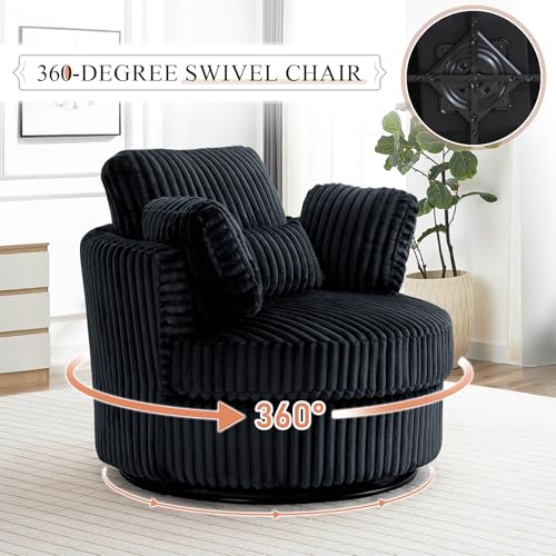 Round Swivel Barrel Chair with Ottoman for Living Room Bedroom G375183
