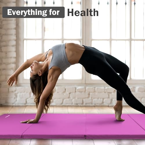 Folding Exercise Gymnastics Mat, 4x8x2 Inch, with Carrying Handles P466