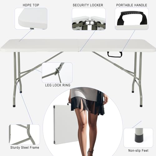 Heavy Duty Portable Folding Table for Dining, Parties, and Camping Z981199