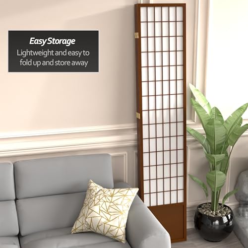 7 ft. Tall Window Pane Shoji Screen Room Divider, 3 Panels, White S15216