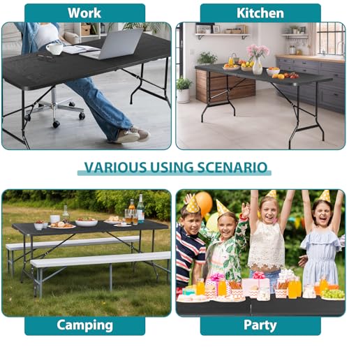 Portable 4 Foot Plastic Folding Table, Indoor Outdoor Heavy Duty, White Y15191