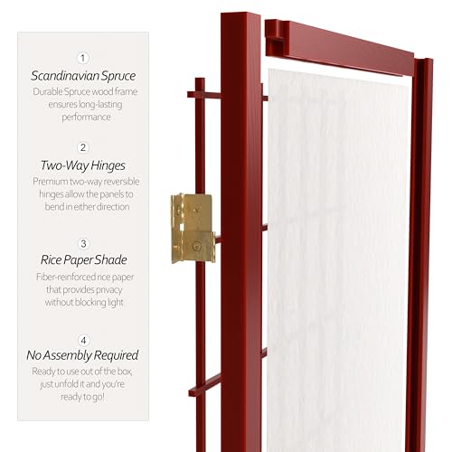 7 ft. Tall Window Pane Shoji Screen Room Divider, 3 Panels, White S15216