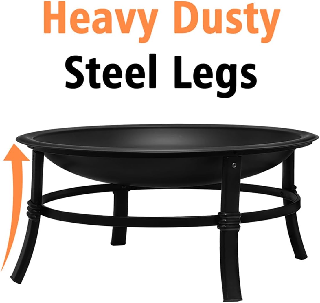 Outdoor Wood Burning Fire Pit with Spark Screen and Log Grate M2142