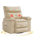 Electric Swivel Massage Chair, Power Rocking Recliner with Vibration and Heating, PU Leather Single Sofa with USB Port T171945