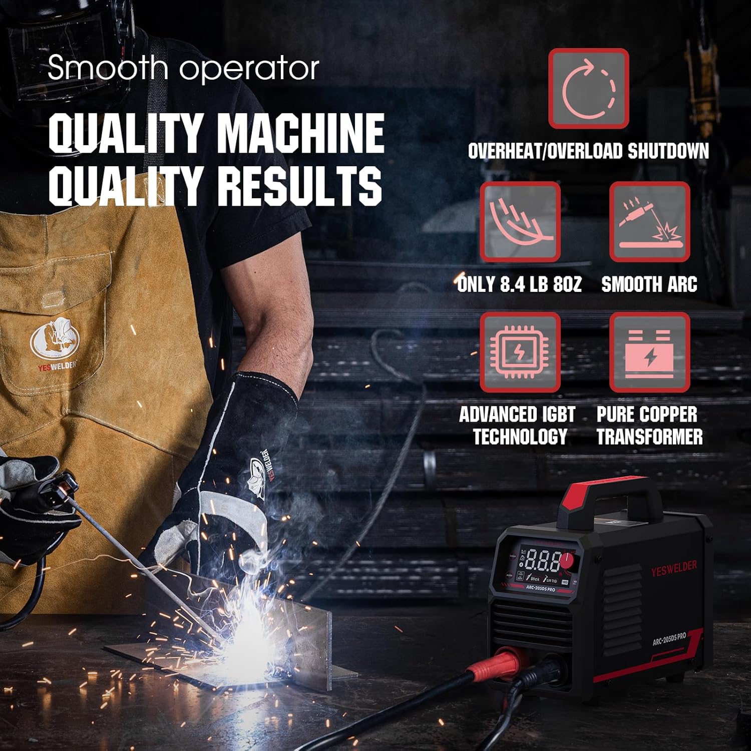 Stick Welder 205Amp with Lift TIG Torch, Dual Voltage Portable Welding Machine P420