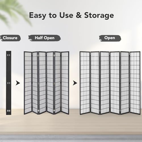 6 Panel Folding Room Divider, Japanese Shoji Screen, 5.9 Ft, Natural T81976