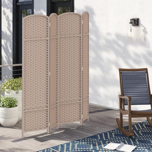 4 Panel Room Divider Screen 5.6 Ft Tall Folding Privacy Partition H959002