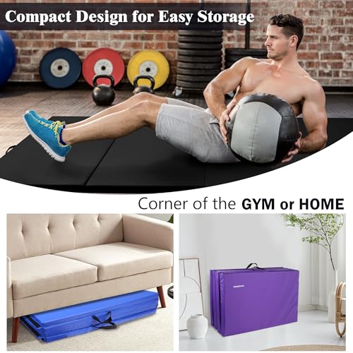 Folding Exercise Gymnastics Mat, 4x8x2 Inch, with Carrying Handles P466
