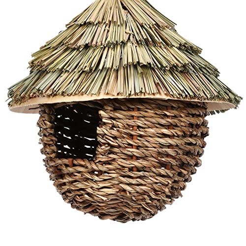 Hanging Straw Woven Bird House for Outdoor Garden Decor N13144