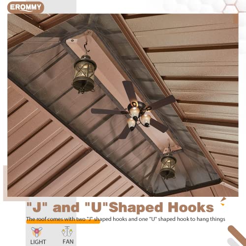 12x20 ft Hardtop Gazebo Double Roof Galvanized Steel Canopy Outdoor Aluminum Frame with Netting and Curtains X191579