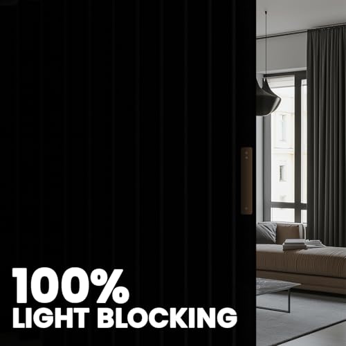 Blackout Accordion Room Divider Curtains with Ceiling Track for Bedroom Patio Sliding Door Q924855