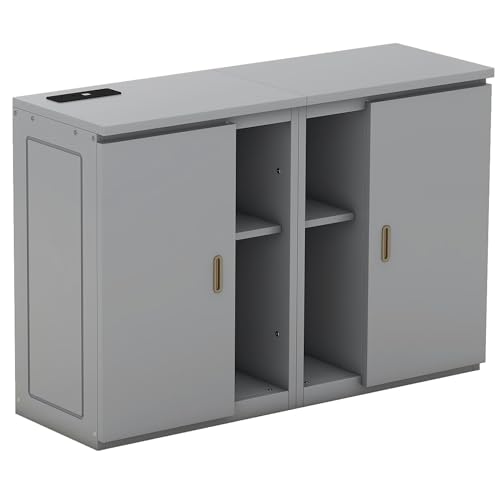 Murphy Bed Chest with Shelves and USB Ports, Foldable Wood Frame Y56482