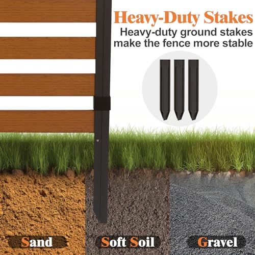 Outdoor Privacy Screen with Heavy Duty Stakes, Weather Resistant, 51"H x 39"W, 2-Panels T24610