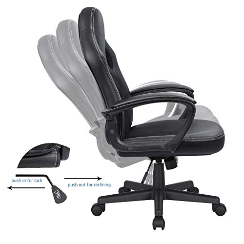 High Back Ergonomic Leather Gaming Chair, Adjustable, Blue S74277