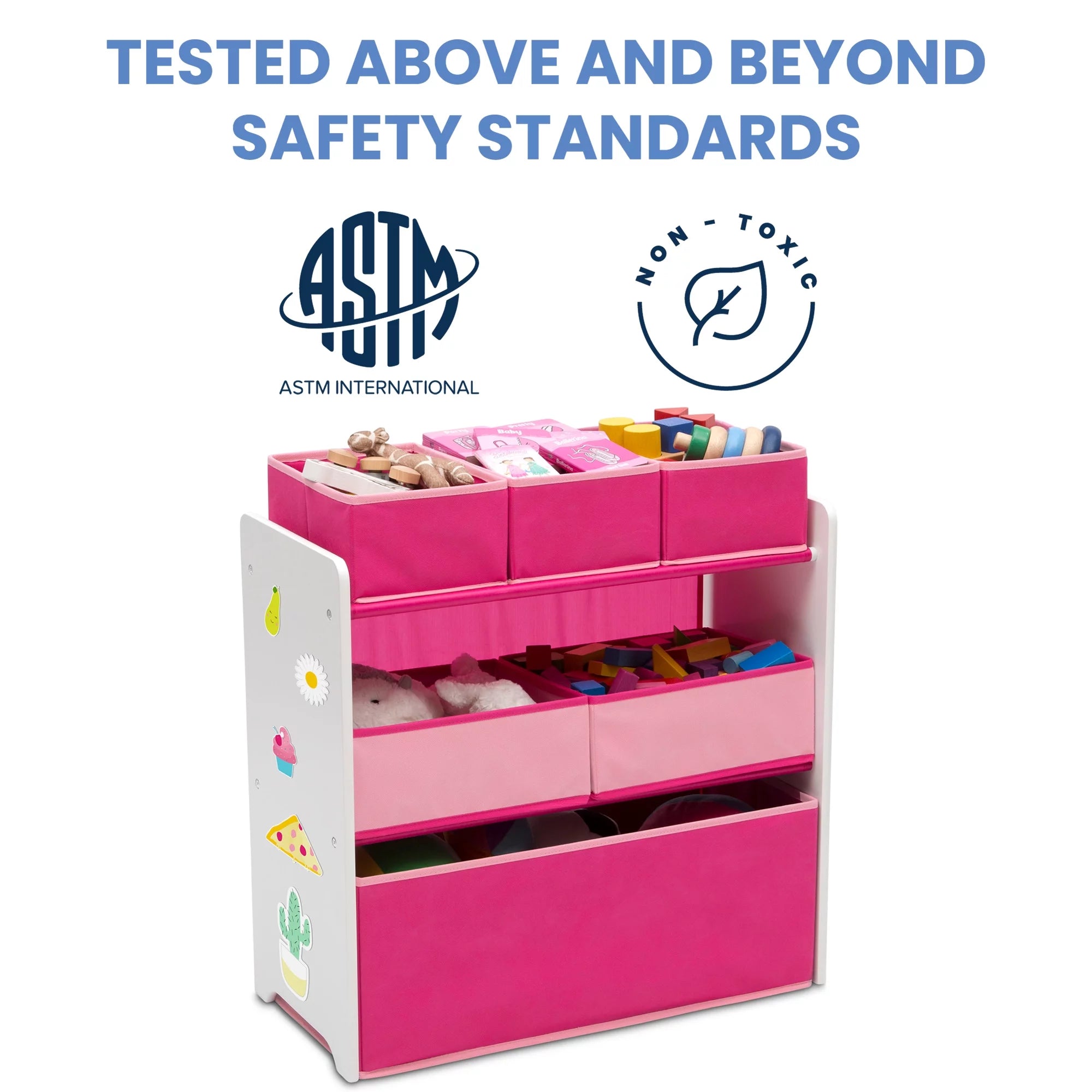 Toy Organizer with 6 Bins, White/Pink L483002