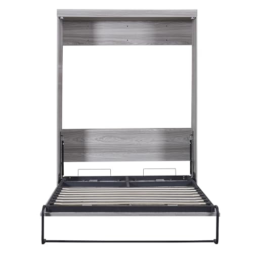 Murphy Bed Chest with Shelves and USB Ports, Foldable Wood Frame Y56482