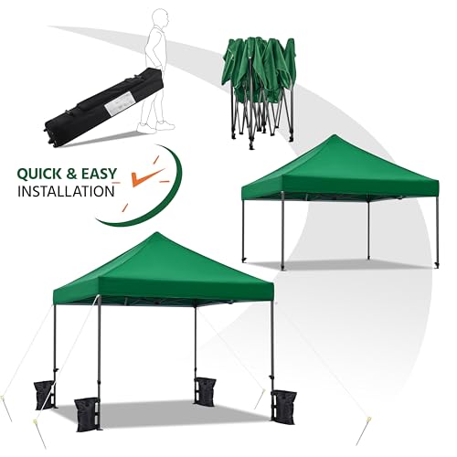 Heavy Duty Pop Up Canopy Tent 10x20 with Wheeled Carry Bag, White Q36763