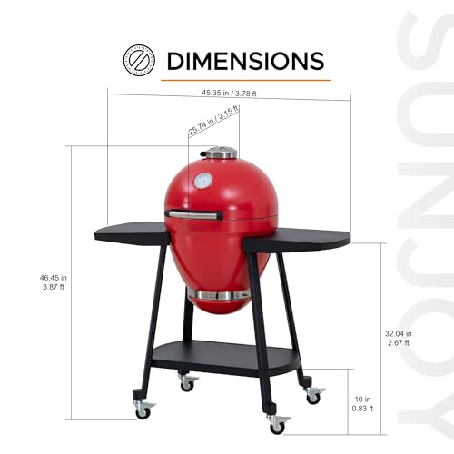 Charcoal Kamado Grill with Pizza Stone and Wheels Y970299