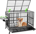 48" Heavy-Duty Dog Crate with Wheels, Air-Lift Top, Dual Adjustable Bowls V62929
