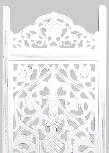 4 Panel Folding Wood Room Divider, Antique Brown, 72 x 80 P209
