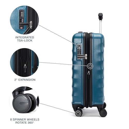 Hardside Expandable Carry-On Luggage with 8 Spinner Wheels and TSA Lock Q7052
