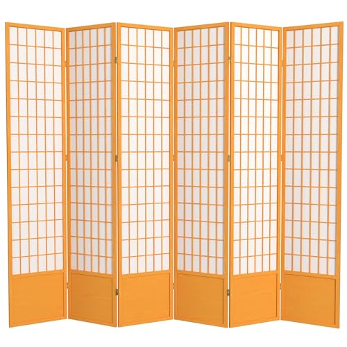 7 ft. Tall Window Pane Shoji Screen Room Divider, 3 Panels, White S15216