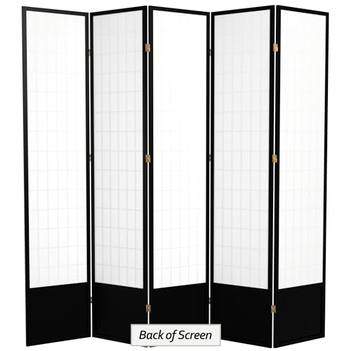 7 ft. Tall Window Pane Shoji Screen Room Divider, 3 Panels, White S15216
