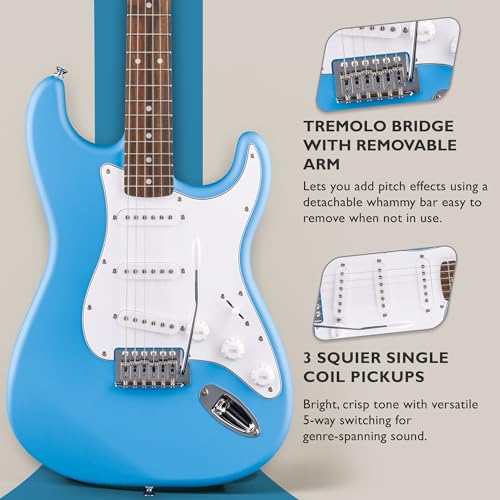 Stratocaster Electric Guitar Bundle with Amplifier, Gig Bag, Strap, Cable, Picks, and DVD F102