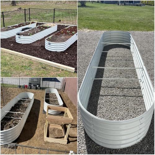 Galvanized Raised Garden Bed Oval Metal Planter Box for Vegetables Flowers U63502
