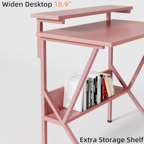 Small Desk with Adjustable Monitor Stand for Small Spaces, Grey G4959