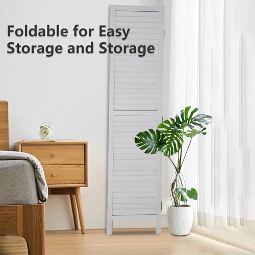 6 Panel Wood Room Divider Privacy Screen Freestanding White U13428
