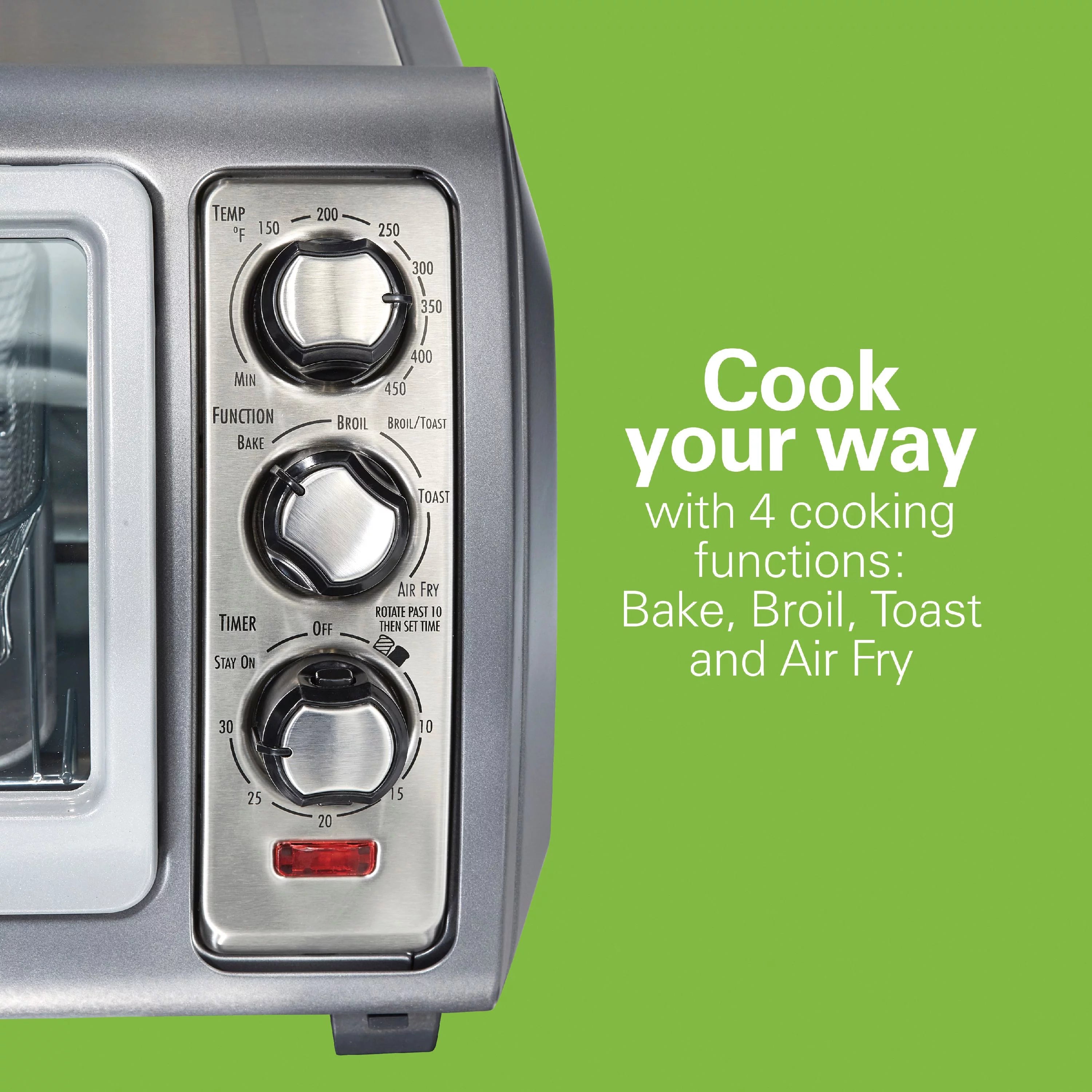 Air Fryer Toaster Oven with Easy Reach Door, 6 Slice Capacity, Stainless Steel M561918