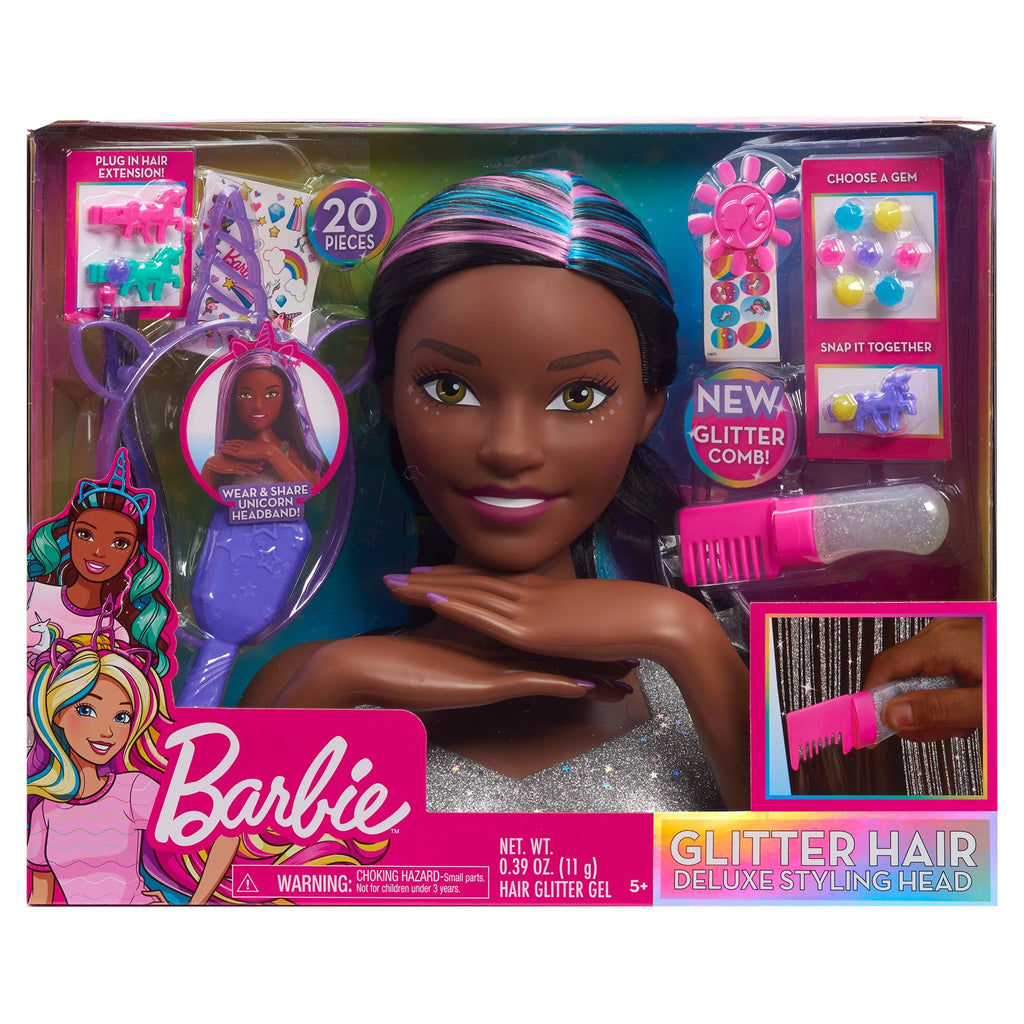 Glitter and Go Styling Head with Black Hair, Kids Toy for Ages 5 Up P76541