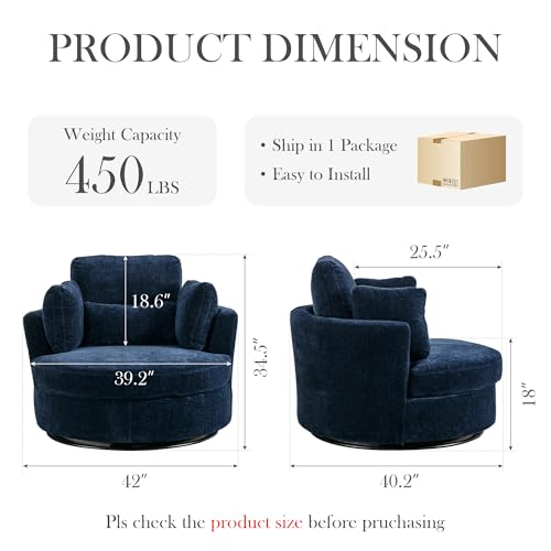 Oversized Swivel Barrel Chair with Ottoman, Chenille, Beige M813