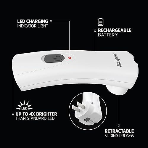 LED Rechargeable Plug-in Flashlights for Emergency Survival Kits, White, 6 Count R55827