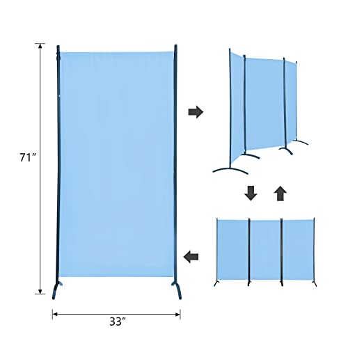 4 Panel Folding Room Divider Privacy Screen with Steel Frame F2996