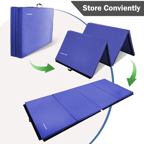 Folding Exercise Mat, Extra Thick for Gymnastics, MMA & Stretching, Blue B2280